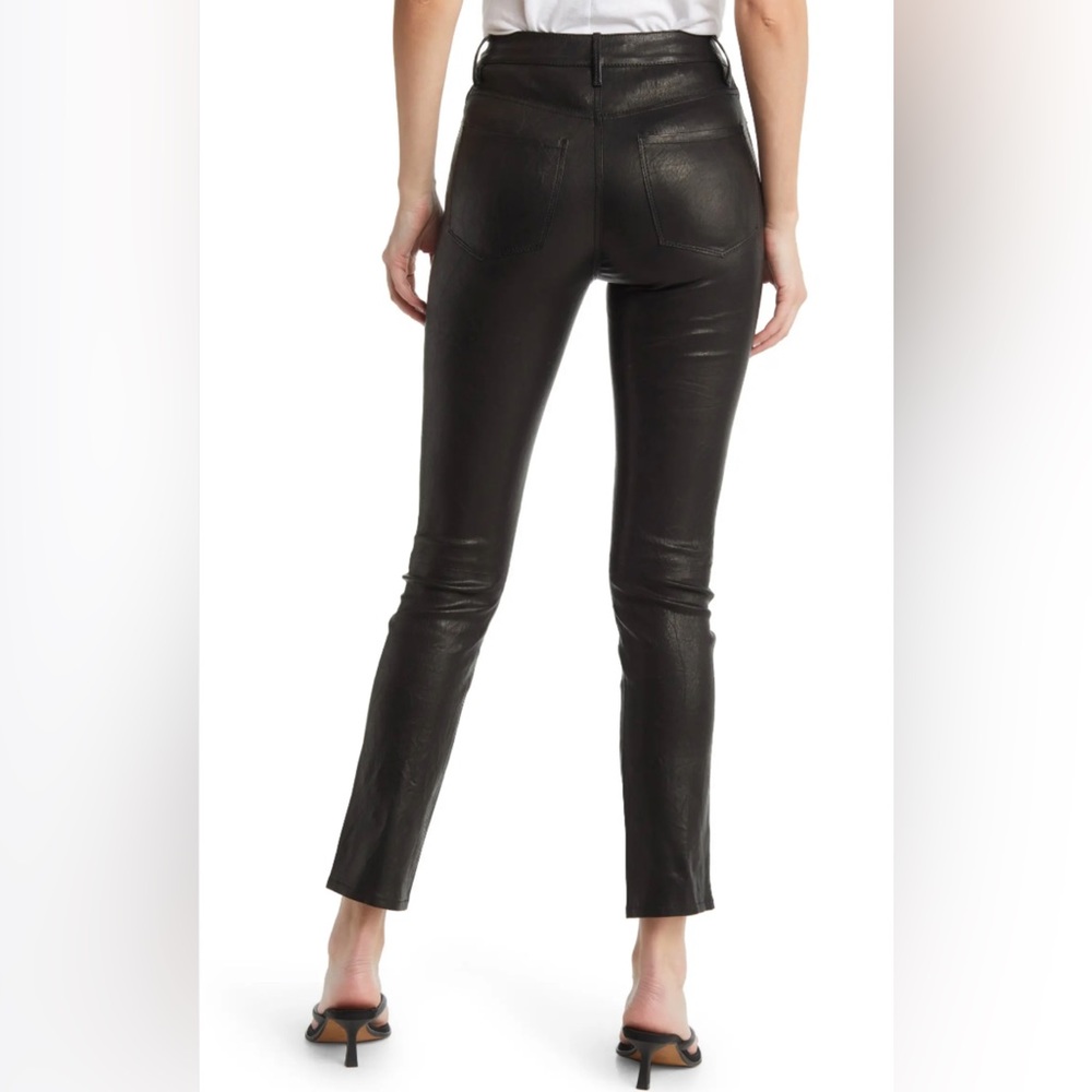 LeSylvie high waist slender straight leg leather pants